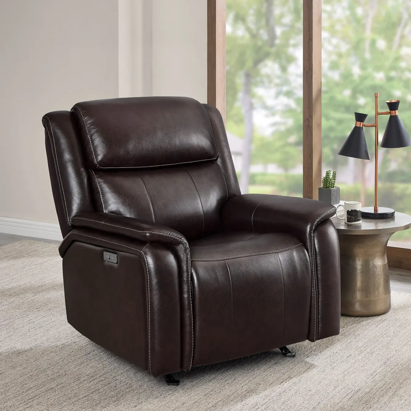 ComfortPlus Leather Power Recliner with Rocking Function
